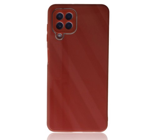 Samsung Galaxy A22 Kılıf Glass Kapak - Bordo Samsung Galaxy A22 Kılıf Glass Kapak - Bordo