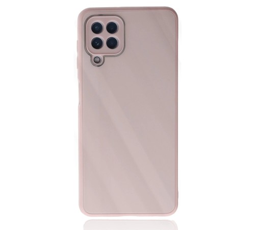 Samsung Galaxy A22 Kılıf Glass Kapak - Pembe Samsung Galaxy A22 Kılıf Glass Kapak - Pembe