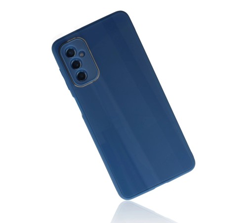 Samsung Galaxy M52 5G Kılıf Glass Kapak - Mavi Samsung Galaxy M52 5G Kılıf Glass Kapak - Mavi