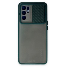 Oppo Reno 6 Kılıf Palm Buzlu Kamera Sürgülü Silikon - Yeşil