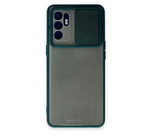 Oppo Reno 6 Kılıf Palm Buzlu Kamera Sürgülü Silikon - Yeşil Oppo Reno 6 Kılıf Palm Buzlu Kamera Sürgülü Silikon - Yeşil