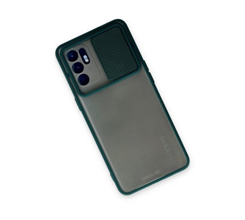 Oppo Reno 6 Kılıf Palm Buzlu Kamera Sürgülü Silikon - Yeşil Oppo Reno 6 Kılıf Palm Buzlu Kamera Sürgülü Silikon - Yeşil