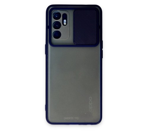 Oppo Reno 6 Kılıf Palm Buzlu Kamera Sürgülü Silikon - Lacivert Oppo Reno 6 Kılıf Palm Buzlu Kamera Sürgülü Silikon - Lacivert