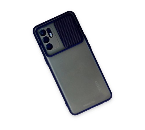 Oppo Reno 6 Kılıf Palm Buzlu Kamera Sürgülü Silikon - Lacivert Oppo Reno 6 Kılıf Palm Buzlu Kamera Sürgülü Silikon - Lacivert
