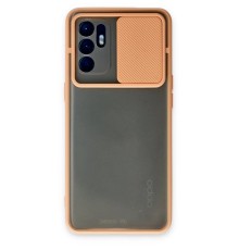 Oppo Reno 6 Kılıf Palm Buzlu Kamera Sürgülü Silikon - Pembe