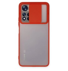 Xiaomi Redmi Note 11T Kılıf Palm Buzlu Kamera Sürgülü Silikon - Kırmızı