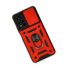 Xiaomi Redmi Note 11T Kılıf Pars Lens Yüzüklü Silikon - Kırmızı