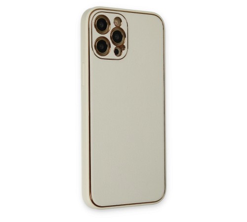 iPhone 12 Pro Max Kılıf Coco Deri Silikon Kapak - Beyaz iPhone 12 Pro Max Kılıf Coco Deri Silikon Kapak - Beyaz