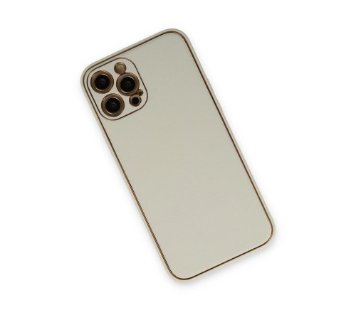 iPhone 12 Pro Max Kılıf Coco Deri Silikon Kapak - Beyaz iPhone 12 Pro Max Kılıf Coco Deri Silikon Kapak - Beyaz