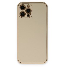 iPhone 12 Pro Max Kılıf Coco Deri Silikon Kapak - Gold