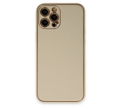 iPhone 12 Pro Max Kılıf Coco Deri Silikon Kapak - Gold iPhone 12 Pro Max Kılıf Coco Deri Silikon Kapak - Gold