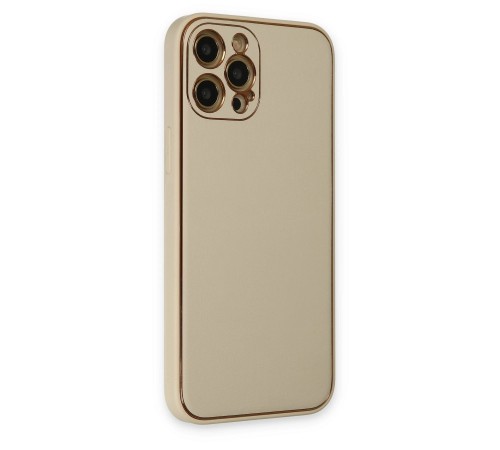 iPhone 12 Pro Max Kılıf Coco Deri Silikon Kapak - Gold iPhone 12 Pro Max Kılıf Coco Deri Silikon Kapak - Gold