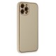 iPhone 12 Pro Max Kılıf Coco Deri Silikon Kapak - Gold