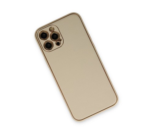 iPhone 12 Pro Max Kılıf Coco Deri Silikon Kapak - Gold iPhone 12 Pro Max Kılıf Coco Deri Silikon Kapak - Gold
