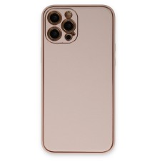 iPhone 12 Pro Max Kılıf Coco Deri Silikon Kapak - Pudra