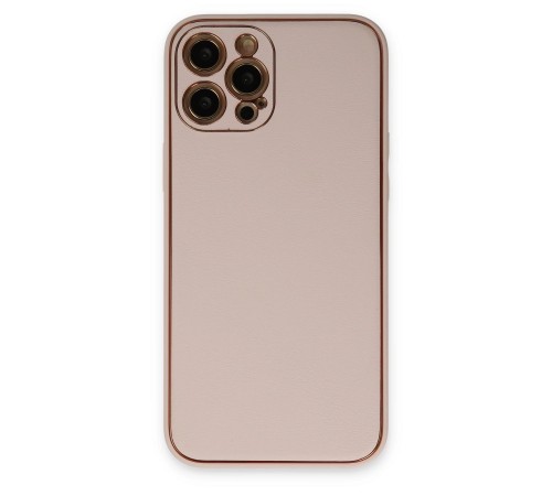 iPhone 12 Pro Max Kılıf Coco Deri Silikon Kapak - Pudra iPhone 12 Pro Max Kılıf Coco Deri Silikon Kapak - Pudra