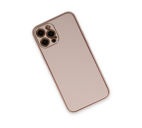 iPhone 12 Pro Max Kılıf Coco Deri Silikon Kapak - Pudra iPhone 12 Pro Max Kılıf Coco Deri Silikon Kapak - Pudra