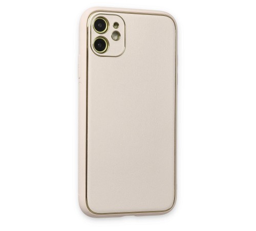 iPhone 12 Kılıf Coco Deri Silikon Kapak - Beyaz iPhone 12 Kılıf Coco Deri Silikon Kapak - Beyaz