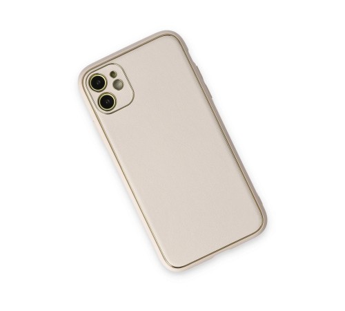 iPhone 12 Kılıf Coco Deri Silikon Kapak - Beyaz iPhone 12 Kılıf Coco Deri Silikon Kapak - Beyaz
