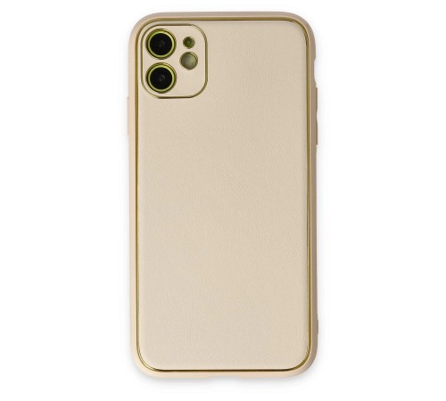 iPhone 12 Kılıf Coco Deri Silikon Kapak - Gold iPhone 12 Kılıf Coco Deri Silikon Kapak - Gold