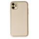 iPhone 12 Kılıf Coco Deri Silikon Kapak - Gold