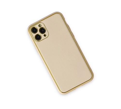 iPhone 11 Pro Max Kılıf Coco Deri Silikon Kapak - Gold iPhone 11 Pro Max Kılıf Coco Deri Silikon Kapak - Gold