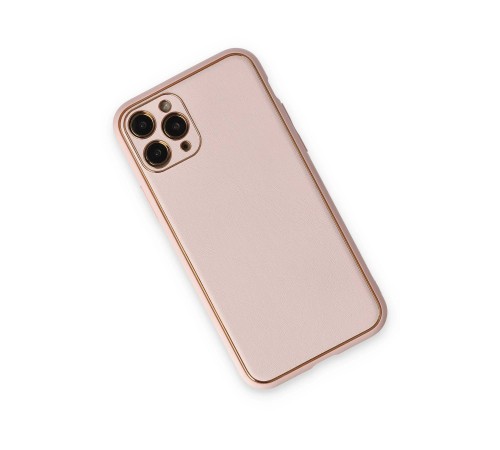 iPhone 11 Pro Max Kılıf Coco Deri Silikon Kapak - Pudra iPhone 11 Pro Max Kılıf Coco Deri Silikon Kapak - Pudra