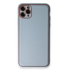 iPhone 11 Pro Max Kılıf Coco Deri Silikon Kapak - Açık Mavi
