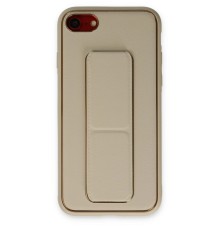 iPhone 7 Kılıf Coco Deri Standlı Kapak - Gold