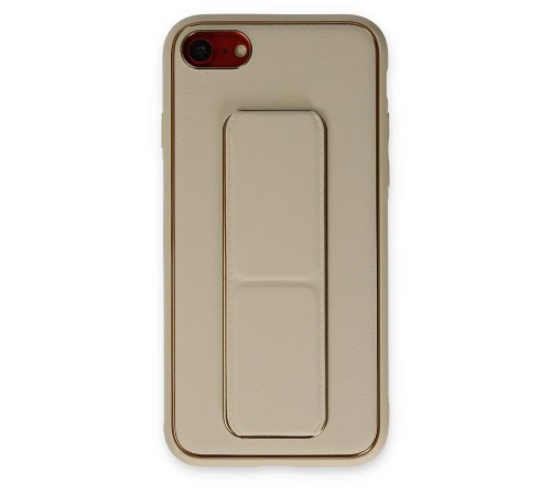 iPhone 7 Kılıf Coco Deri Standlı Kapak - Gold iPhone 7 Kılıf Coco Deri Standlı Kapak - Gold