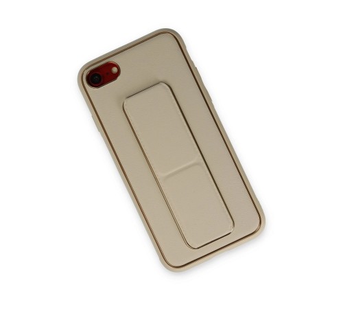 iPhone 7 Kılıf Coco Deri Standlı Kapak - Gold iPhone 7 Kılıf Coco Deri Standlı Kapak - Gold