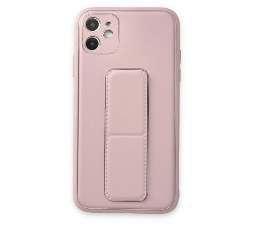 iPhone 12 Kılıf Coco Deri Standlı Kapak - Pudra