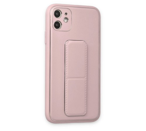 iPhone 12 Kılıf Coco Deri Standlı Kapak - Pudra