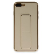 iPhone 7 Plus Kılıf Coco Deri Standlı Kapak - Gold