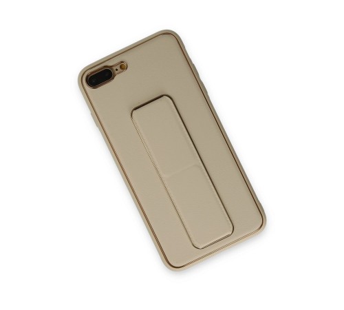 iPhone 7 Plus Kılıf Coco Deri Standlı Kapak - Gold iPhone 7 Plus Kılıf Coco Deri Standlı Kapak - Gold