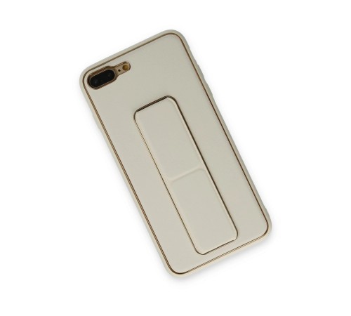 iPhone 7 Plus Kılıf Coco Deri Standlı Kapak - Beyaz iPhone 7 Plus Kılıf Coco Deri Standlı Kapak - Beyaz