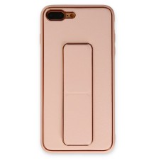 iPhone 7 Plus Kılıf Coco Deri Standlı Kapak - Pudra