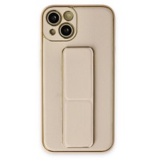 iPhone 13 Kılıf Coco Deri Standlı Kapak - Gold