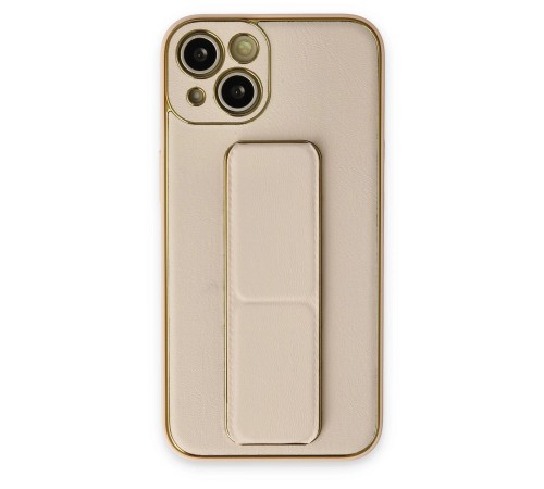 iPhone 13 Kılıf Coco Deri Standlı Kapak - Gold iPhone 13 Kılıf Coco Deri Standlı Kapak - Gold