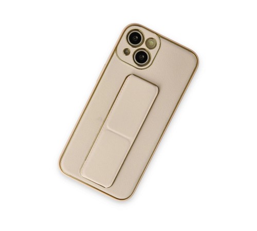 iPhone 13 Kılıf Coco Deri Standlı Kapak - Gold iPhone 13 Kılıf Coco Deri Standlı Kapak - Gold