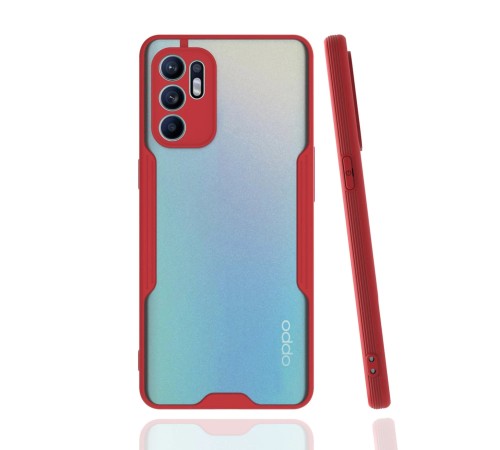 Oppo Reno 6 Kılıf Platin Silikon - Kırmızı Oppo Reno 6 Kılıf Platin Silikon - Kırmızı