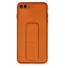 iPhone 7 Plus Kılıf Coco Deri Standlı Kapak - Turuncu