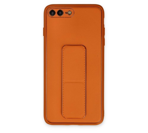 iPhone 7 Plus Kılıf Coco Deri Standlı Kapak - Turuncu iPhone 7 Plus Kılıf Coco Deri Standlı Kapak - Turuncu