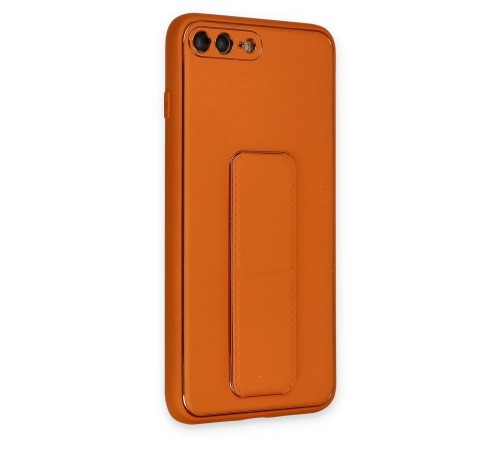 iPhone 7 Plus Kılıf Coco Deri Standlı Kapak - Turuncu iPhone 7 Plus Kılıf Coco Deri Standlı Kapak - Turuncu