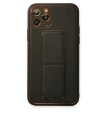 iPhone 11 Pro Kılıf Coco Deri Standlı Kapak - Füme