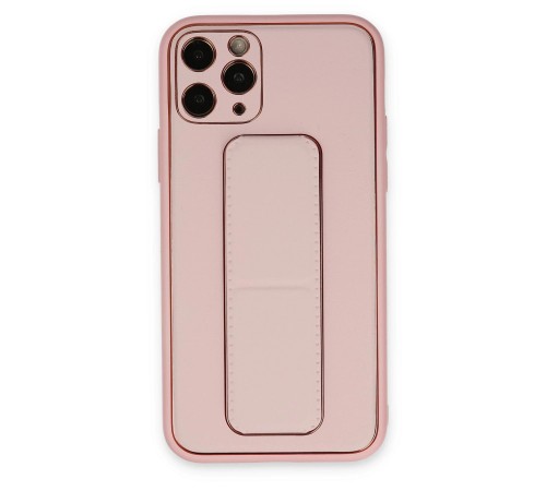 iPhone 11 Pro Max Kılıf Coco Deri Standlı Kapak - Pembe iPhone 11 Pro Max Kılıf Coco Deri Standlı Kapak - Pembe