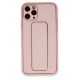 iPhone 11 Pro Max Kılıf Coco Deri Standlı Kapak - Pembe