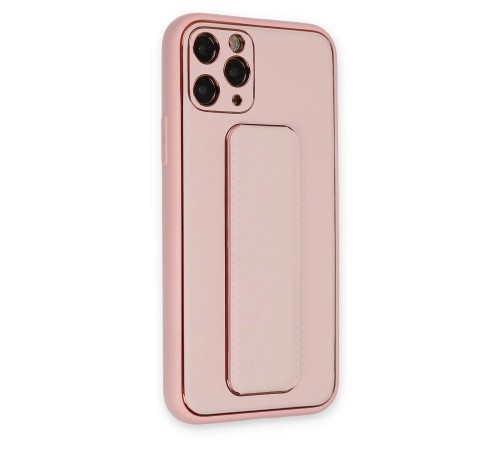 iPhone 11 Pro Max Kılıf Coco Deri Standlı Kapak - Pembe iPhone 11 Pro Max Kılıf Coco Deri Standlı Kapak - Pembe