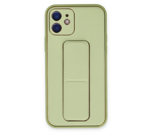 iPhone 12 Kılıf Coco Deri Standlı Kapak - Su Yeşili