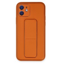iPhone 12 Kılıf Coco Deri Standlı Kapak - Turuncu